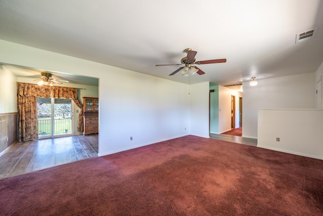 1200 Lema Rd, Redding, CA 96003 - empty room featuring baseboards, carpet, visible vents, and ceiling fan