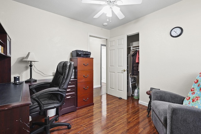 3235 Sharon Ave, Anderson, CA 96007 - office space featuring a ceiling fan, dark wood-style flooring, and baseboards