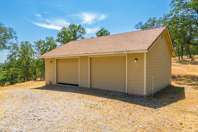 view of detached garage