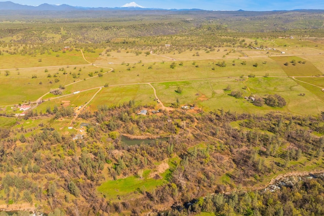 drone / aerial view featuring a mountain view
