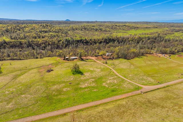 aerial view with a wooded view