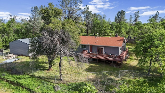 17622 China Gulch Dr, Anderson, CA 96007 - rear view of house with a lawn, a wooden deck, and fence private yard