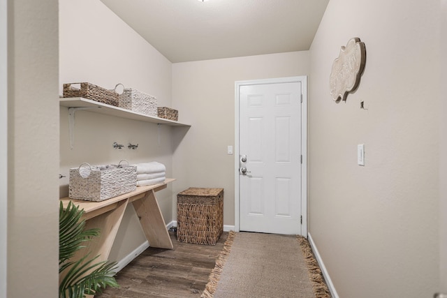17622 China Gulch Dr, Anderson, CA 96007 - laundry area with baseboards, laundry area, and wood finished floors