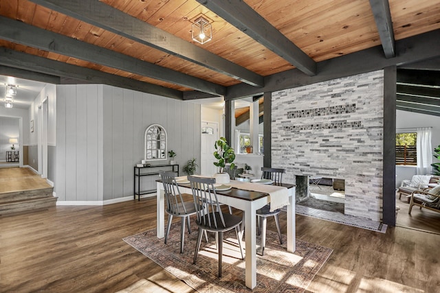 17622 China Gulch Dr, Anderson, CA 96007 - dining space featuring wood finished floors and wood ceiling