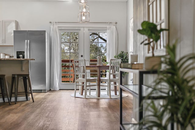 17622 China Gulch Dr, Anderson, CA 96007 - dining area with wood finished floors and french doors
