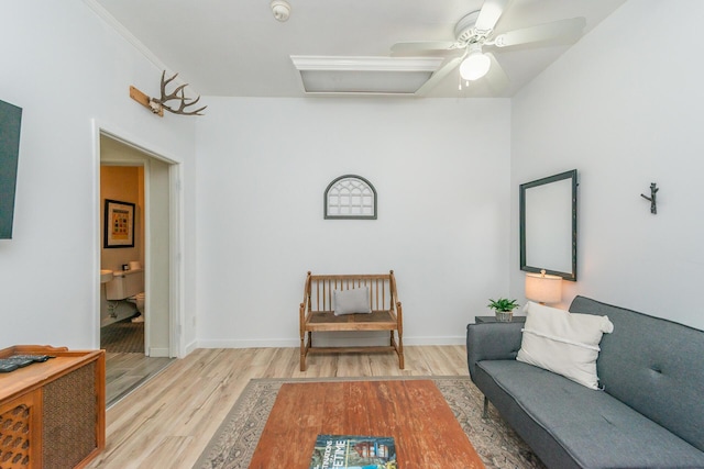493 Main St, Weaverville, CA 96093 - sitting room featuring wood finished floors, attic access, and ceiling fan