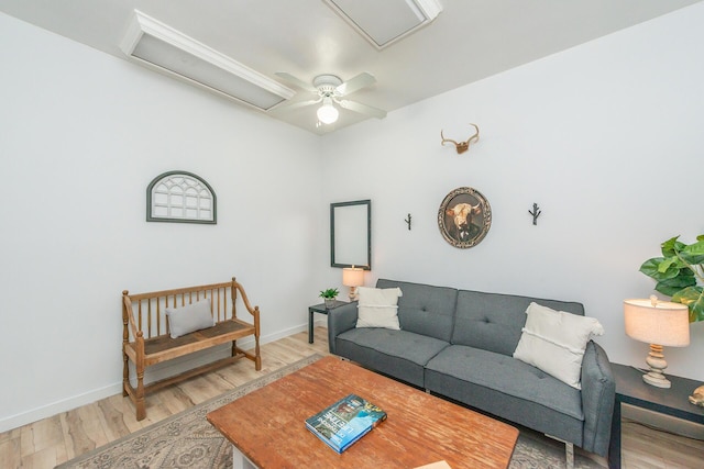 493 Main St, Weaverville, CA 96093 - living room with attic access, light wood finished floors, and a ceiling fan