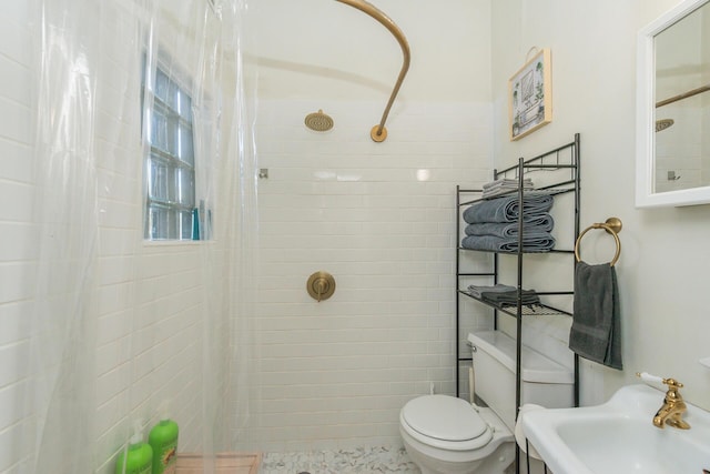 493 Main St, Weaverville, CA 96093 - bathroom featuring toilet and tiled shower
