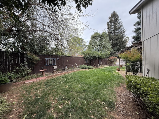 view of yard featuring a fenced backyard