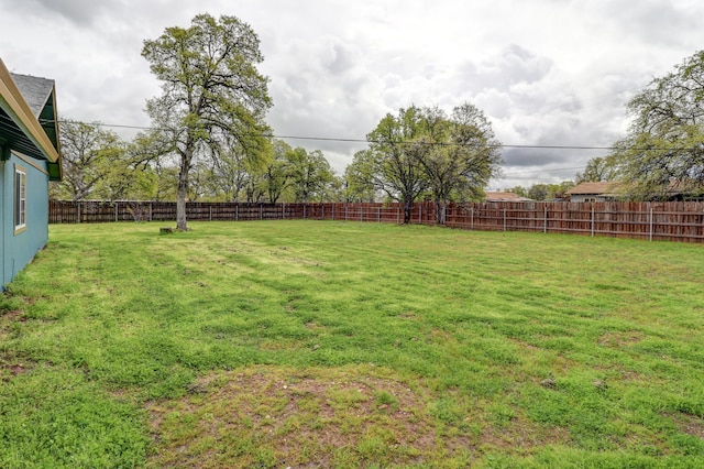 view of yard featuring a fenced backyard