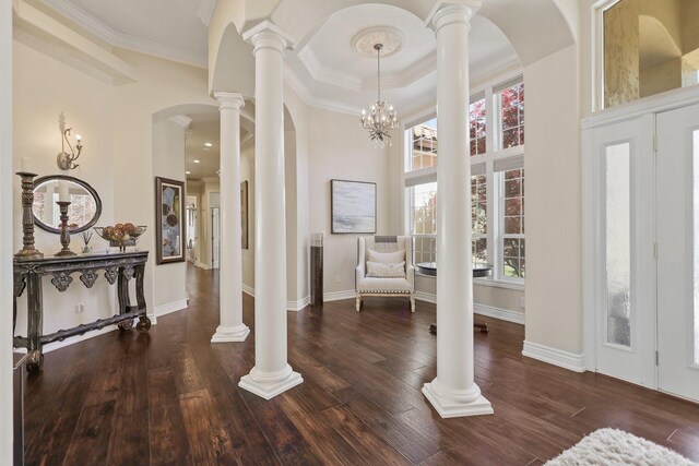 13194 Tierra Heights Rd, Redding, CA 96003 - entrance foyer with crown molding, a healthy amount of sunlight, and wood-type flooring