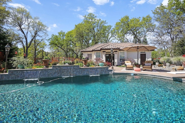 13194 Tierra Heights Rd, Redding, CA 96003 - pool featuring an outbuilding, a patio, and an exterior structure