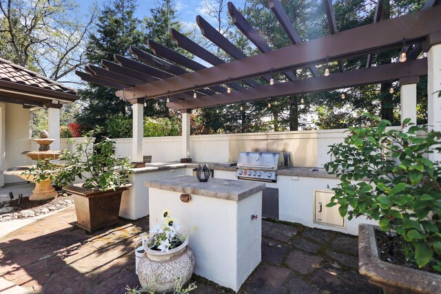 13194 Tierra Heights Rd, Redding, CA 96003 - view of patio / terrace with a grill, a pergola, and fence