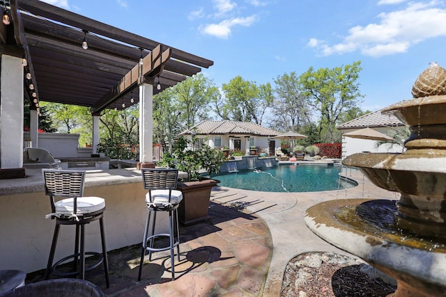 13194 Tierra Heights Rd, Redding, CA 96003 - outdoor pool featuring a patio, area for grilling, and a pergola