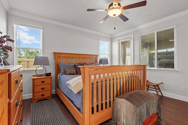 6180 Lucca Trl, Redding, CA 96003 - bedroom featuring baseboards, crown molding, and wood finished floors