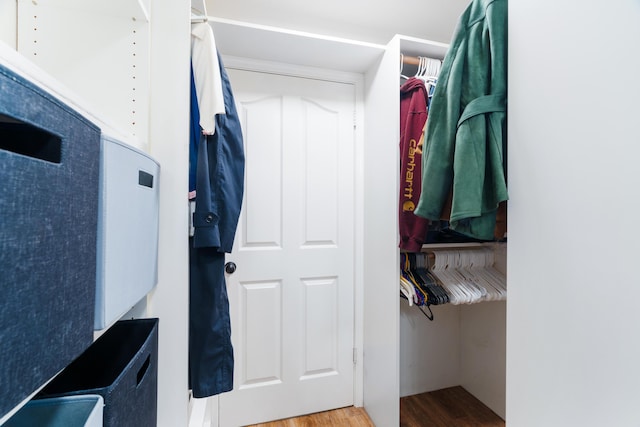 spacious closet with wood finished floors