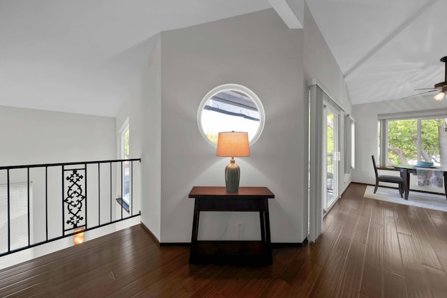 249 Ridgetop Dr Apt 239, Redding, CA 96003 - hallway featuring vaulted ceiling, wood finished floors, and baseboards