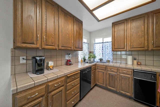 249 Ridgetop Dr Apt 239, Redding, CA 96003 - kitchen with dishwasher, decorative backsplash, and brown cabinetry