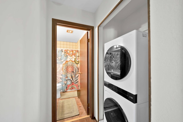 249 Ridgetop Dr Apt 239, Redding, CA 96003 - washroom with stacked washing machine and dryer