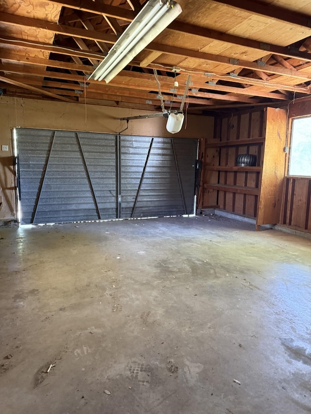 garage with a garage door opener