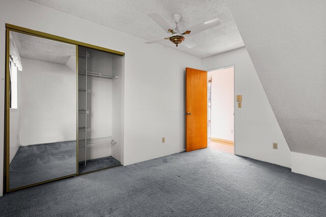 16588 Stanislaus Dr, Redding, CA 96001 - unfurnished bedroom with a textured ceiling, a closet, carpet flooring, and ceiling fan