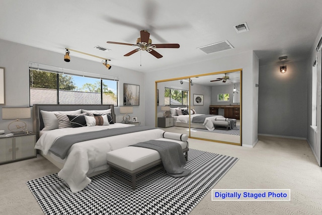 16588 Stanislaus Dr, Redding, CA 96001 - bedroom with visible vents, baseboards, and ceiling fan