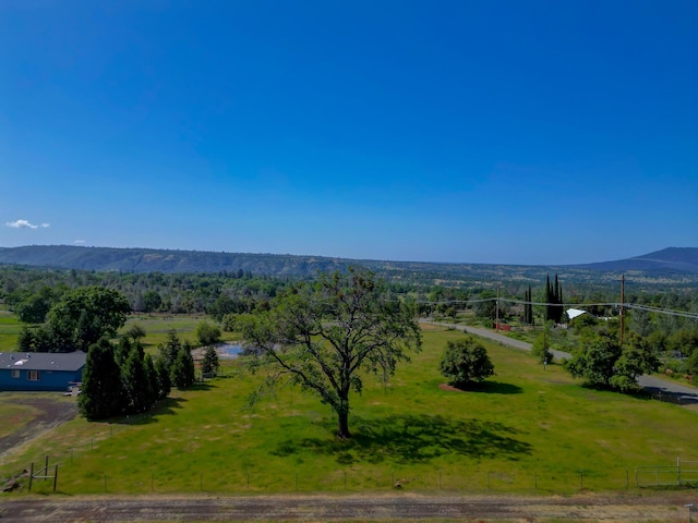 bird's eye view featuring a mountain view and a rural view