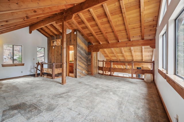 2120 Pack Trl, Mount Shasta, CA 96067 - bonus room with wood ceiling, carpet flooring, lofted ceiling with beams, and wooden walls