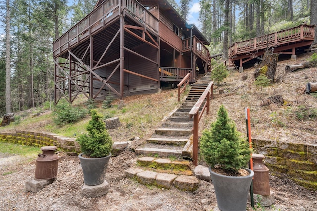 2120 Pack Trl, Mount Shasta, CA 96067 - view of yard featuring a deck and stairs