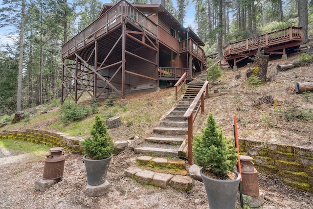 2120 Pack Trl, Mount Shasta, CA 96067 - exterior space featuring stairway and a deck