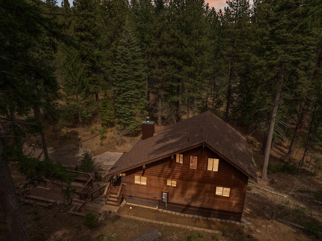 2120 Pack Trl, Mount Shasta, CA 96067 - exterior space featuring a view of trees and a chimney