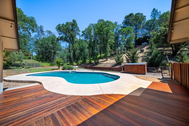 20035 Old Alturas Rd, Redding, CA 96003 - pool featuring fence and a wooden deck