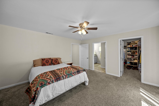 20035 Old Alturas Rd, Redding, CA 96003 - carpeted bedroom featuring visible vents, baseboards, a spacious closet, and a closet