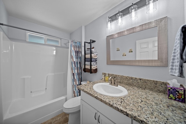 20035 Old Alturas Rd, Redding, CA 96003 - full bathroom with vanity, shower / bath combo with shower curtain, and toilet