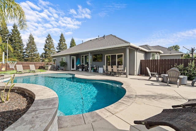 2796 Madison River Dr, Redding, CA 96002 - view of swimming pool with a fenced in pool, a patio area, and fence