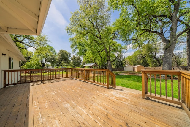 19702 Midland Dr, Redding, CA 96003 - wooden terrace with a yard, a storage shed, an outdoor structure, and fence