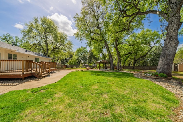 19702 Midland Dr, Redding, CA 96003 - view of yard with a gazebo, fence, and a wooden deck