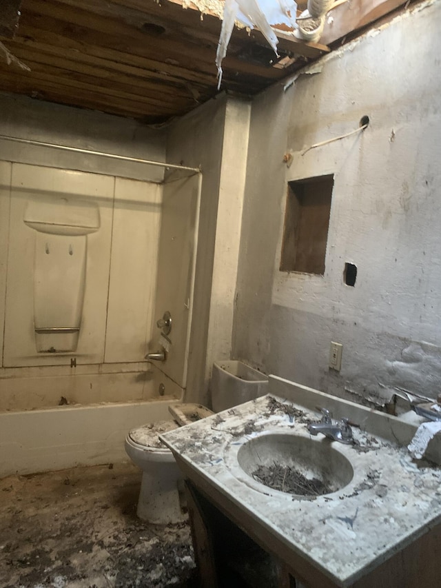 37183 Sandy Ln, Burney, CA 96013 - bathroom with vanity, toilet, and washtub / shower combination