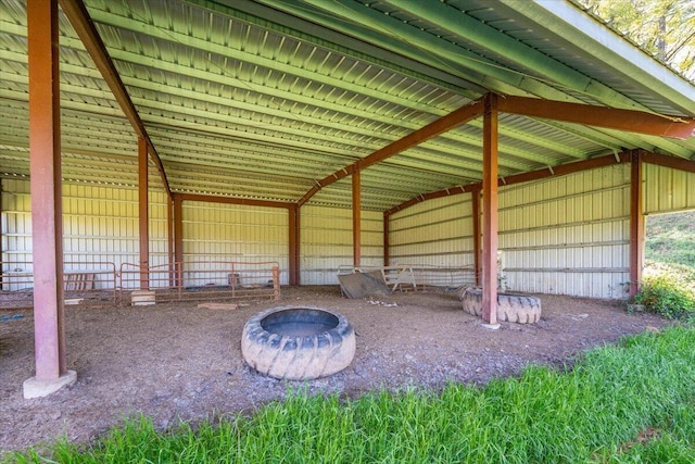 interior space featuring an exterior structure and an outbuilding