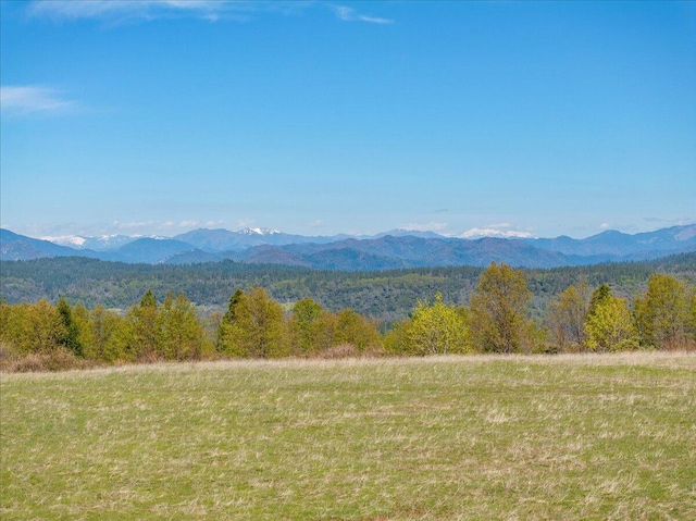 view of mountain feature with a view of trees