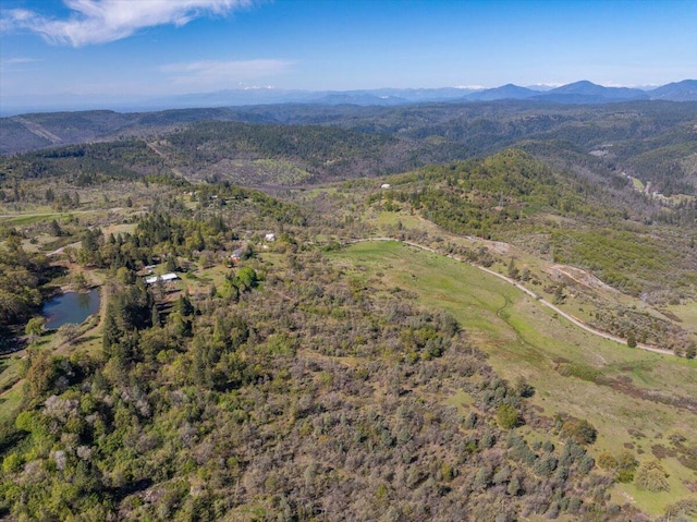 birds eye view of property with a mountain view