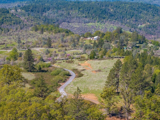 aerial view featuring a forest view