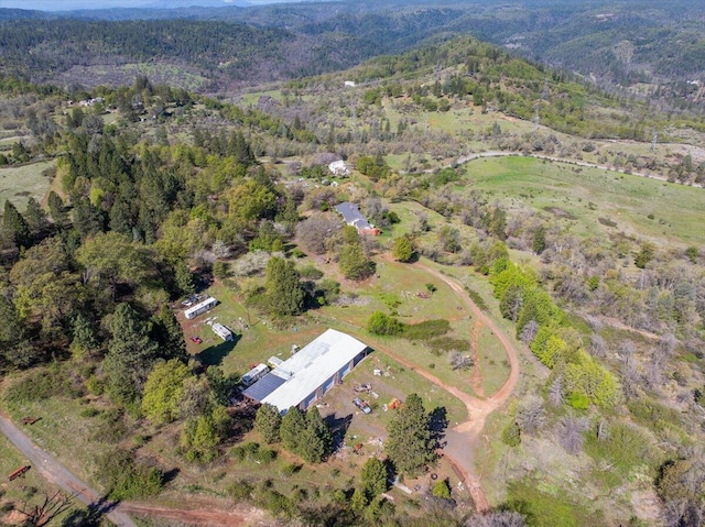 aerial view with a wooded view