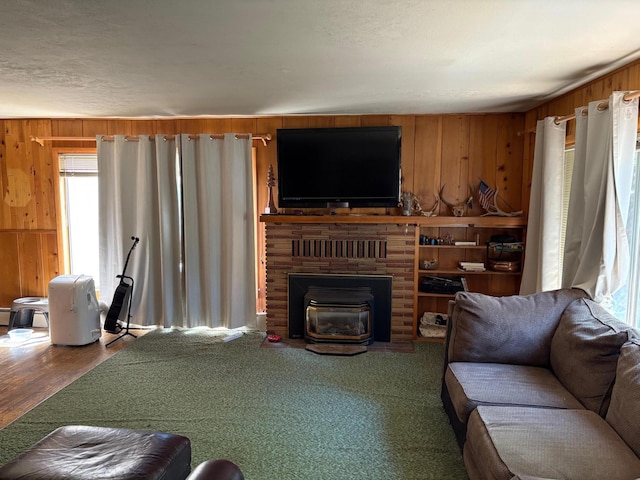 37061 Park Ave, Burney, CA 96013 - living area with wood walls and a fireplace