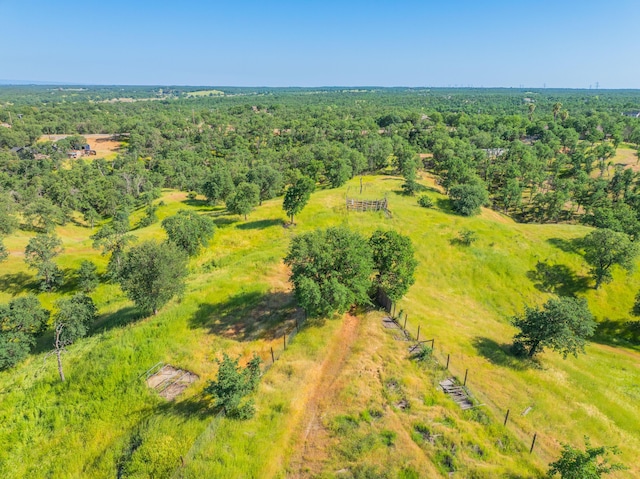 bird's eye view featuring a forest view
