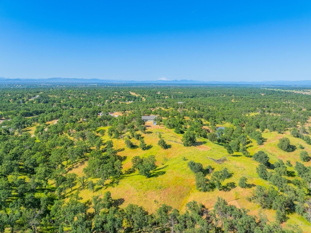 aerial view with a mountain view and a view of trees