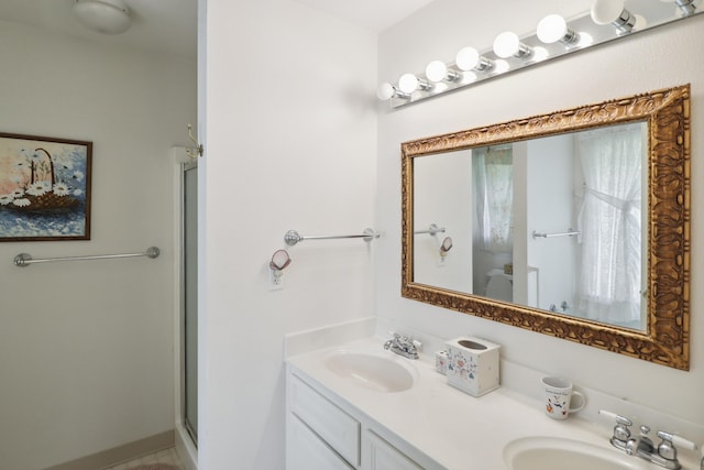 9400 Placer Rd, Redding, CA 96001 - bathroom with double vanity, a sink, and a stall shower