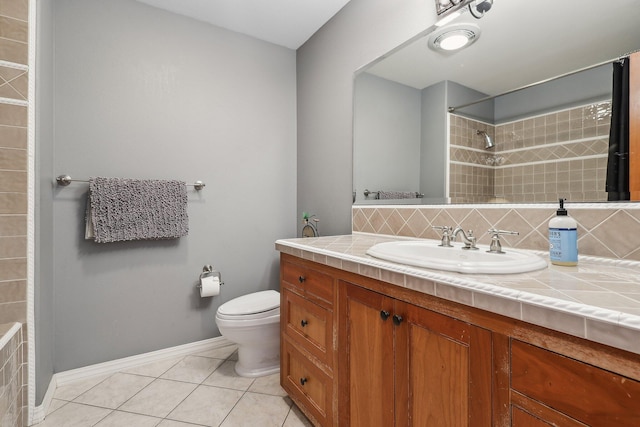 15320 Middletown Park Dr, Redding, CA 96001 - full bath featuring vanity, a shower, tile patterned floors, and decorative backsplash