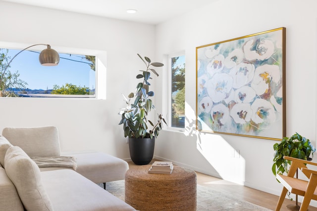 living area with baseboards