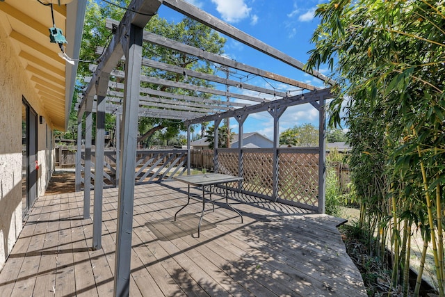 2831 Camulos Way, Redding, CA 96002 - deck with a fenced backyard, a pergola, and outdoor dining area